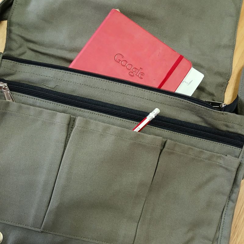 Sacoche pour Ordinateur Portable en Toile de Coton - Olive