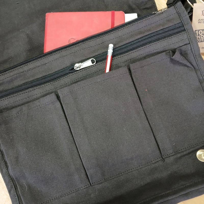 Sacoche pour Ordinateur Portable en Toile de Coton - Anthracite