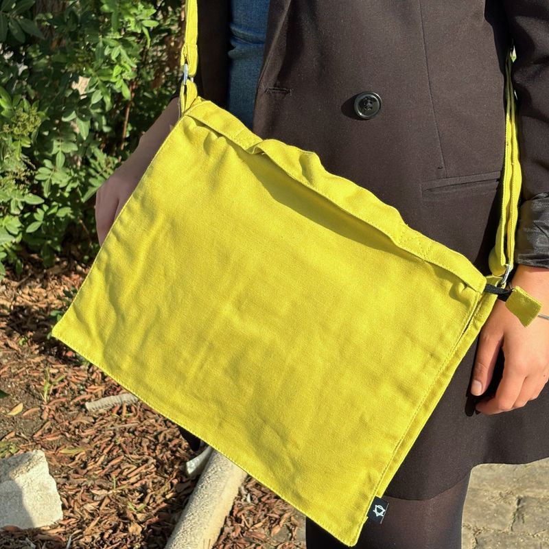Sacoche pour Ordinateur Portable en Toile de Coton - Moutarde
