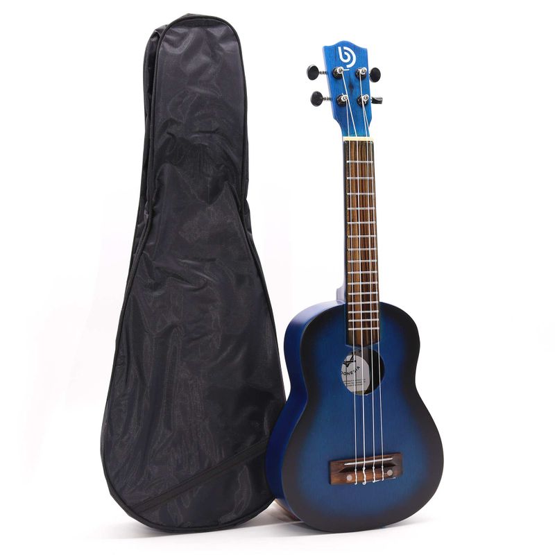 Ukulélé Artisanal - Finition Bleue Sunburst (4 cordes)
