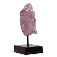 Grande Tête de Bouddha Sérénité sur Support - Cuivre Bleu