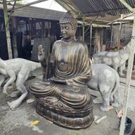 Grand Bouddha Enseignant Antique Doré sur Lotus - 2m