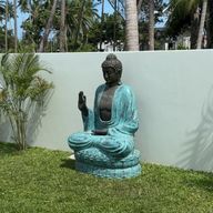 Grand Bouddha Enseignement Turquoise & Pierre sur Lotus - 2m