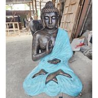 Grand Bouddha de Méditation Turquoise et Pierre dans Stupa - 1,5 m