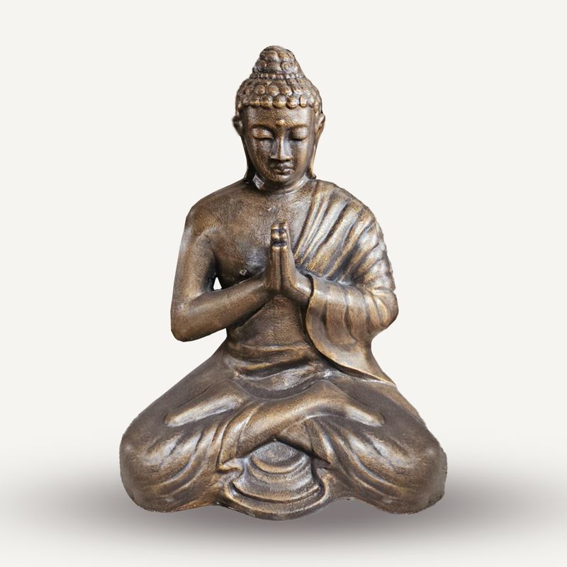Statue de Bouddha Med en Prière Doré Antique – 1,2 m de haut