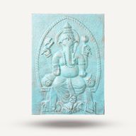 Grand Cadre en Ciment Fibré Ganpati Turquoise Relief - 0,7x1m
