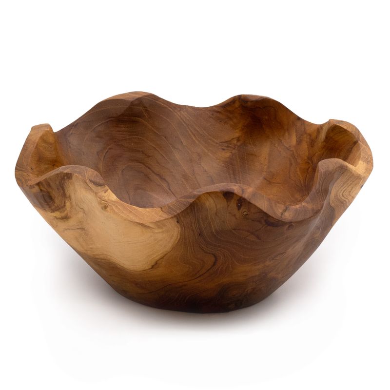 Bol à Fruits Moyen en Bois de Teck Lisse - 21x9cm