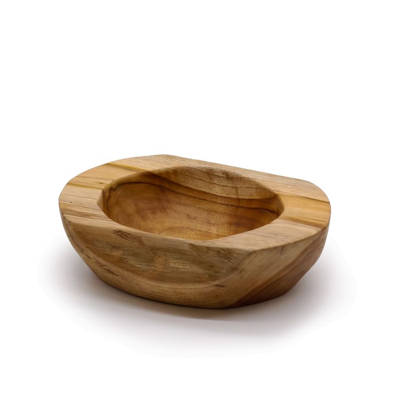 Grand Bol en Bois de Teck de Forme Naturelle - 25x7cm