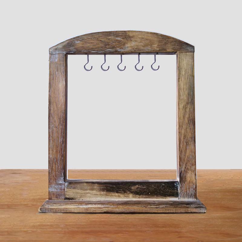 Petit Présentoir pour Objets Suspendus - Bois Foncé (30x25cm)