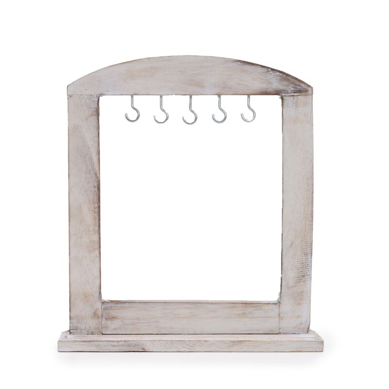 Petit Présentoir pour Objets Suspendus - Bois Blanchi (30x25cm)
