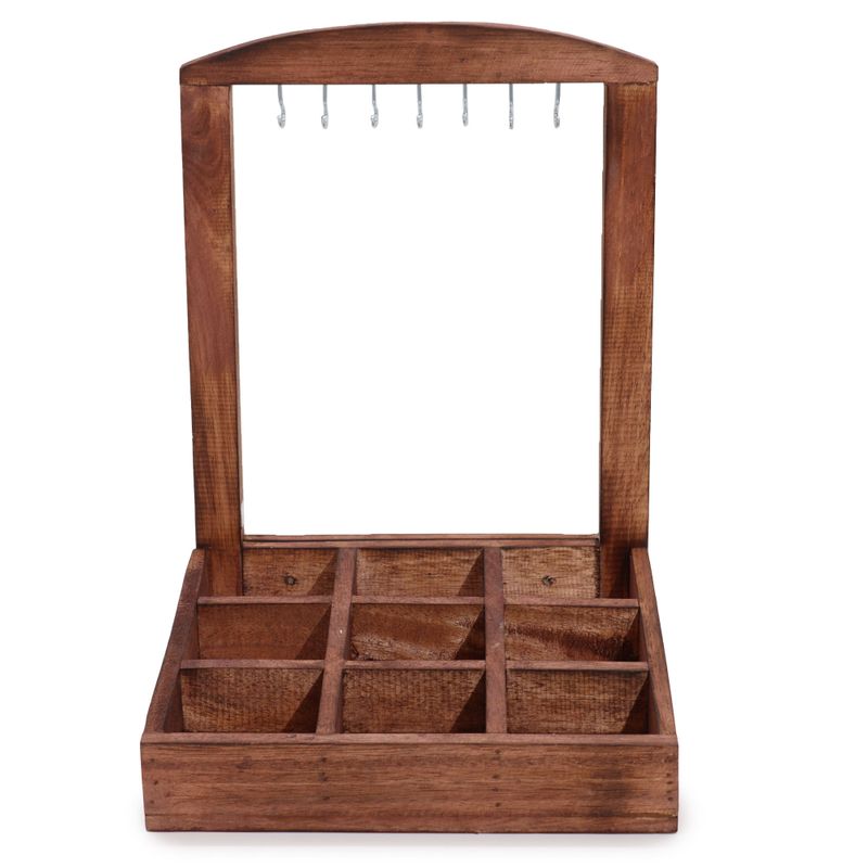 Présentoir de Suspension et Plateau de Présentation - 9 (3x3) Compartiments - Bois Foncé