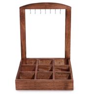 Présentoir de Suspension et Plateau de Présentation - 9 (3x3) Compartiments - Bois Foncé