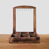 Présentoir de Suspension et Plateau de Présentation - 6 (2x3) Compartiments - Bois Foncé