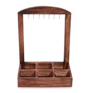 Présentoir de Suspension et Plateau de Présentation - 6 (2x3) Compartiments - Bois Foncé