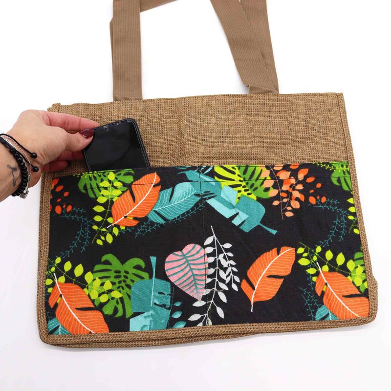 Sac de Courses Tropical Market - (3 motifs assortis) - 40 x 30 x 9 cm