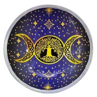 Plateau d'Offrande Émaillé à Trois Pieds - Triple Lune Violette