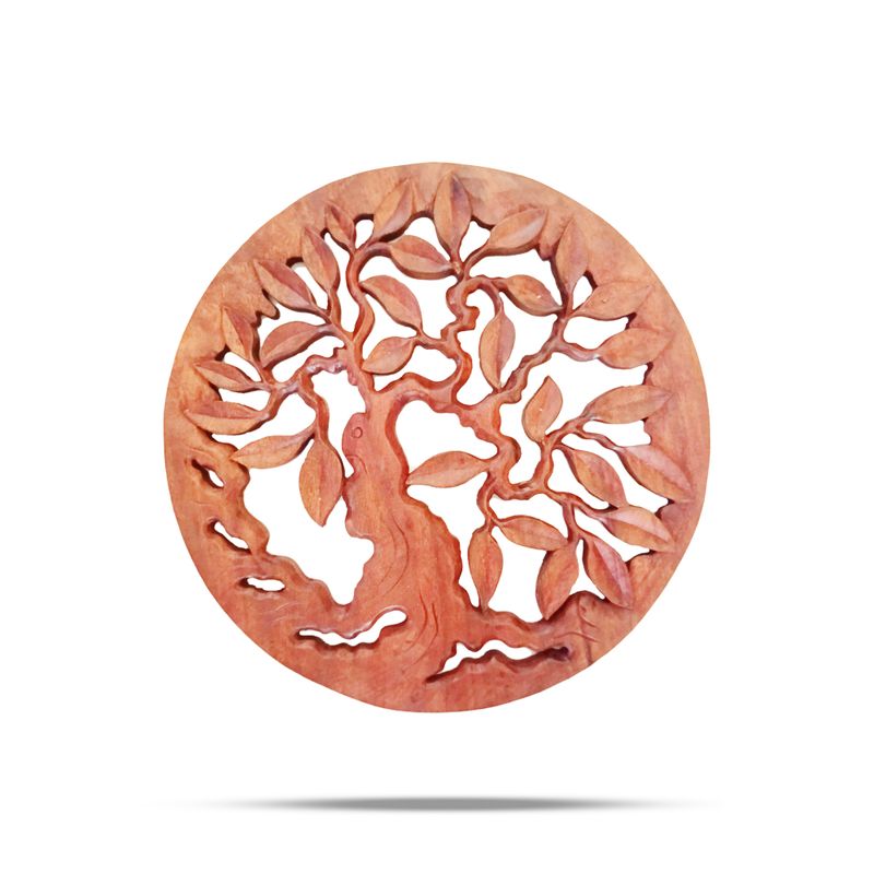 Panneau Arbre de Vie Décoratif Rond en Bois 30 cm