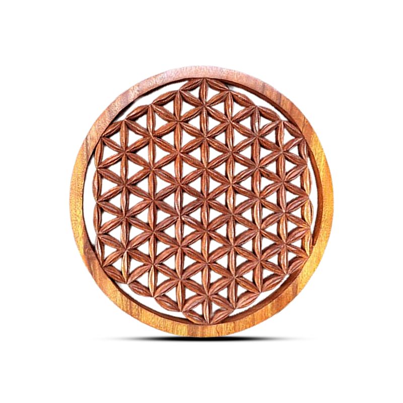 Panneau Fleur de Vie Décoratif Rond en Bois 40 cm