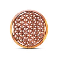 Panneau Fleur de Vie Décoratif Rond en Bois 40 cm