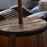 Table et Support de Parasol Baril à Bière- Naturel