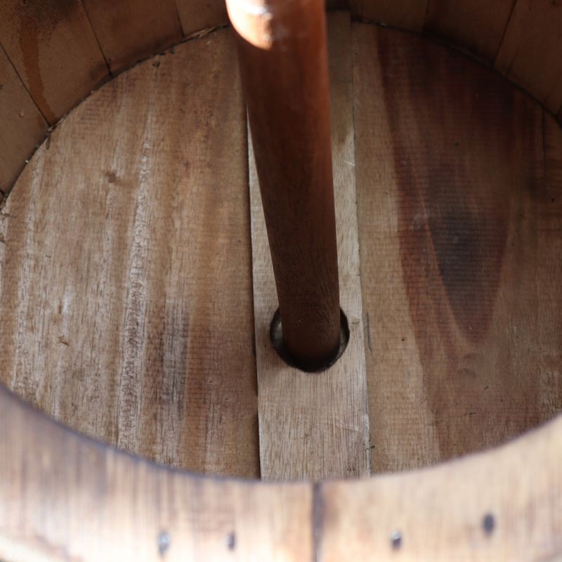 Table et Support de Parasol Baril à Bière- Naturel
