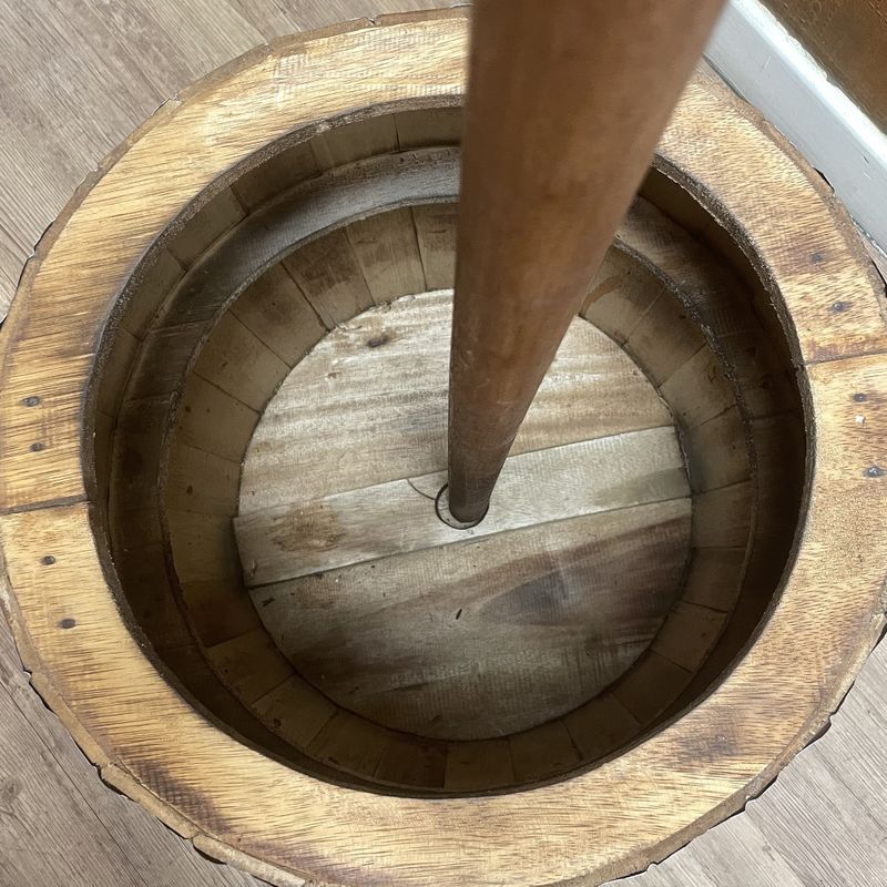 Table et Support de Parasol Baril à Bière- Naturel