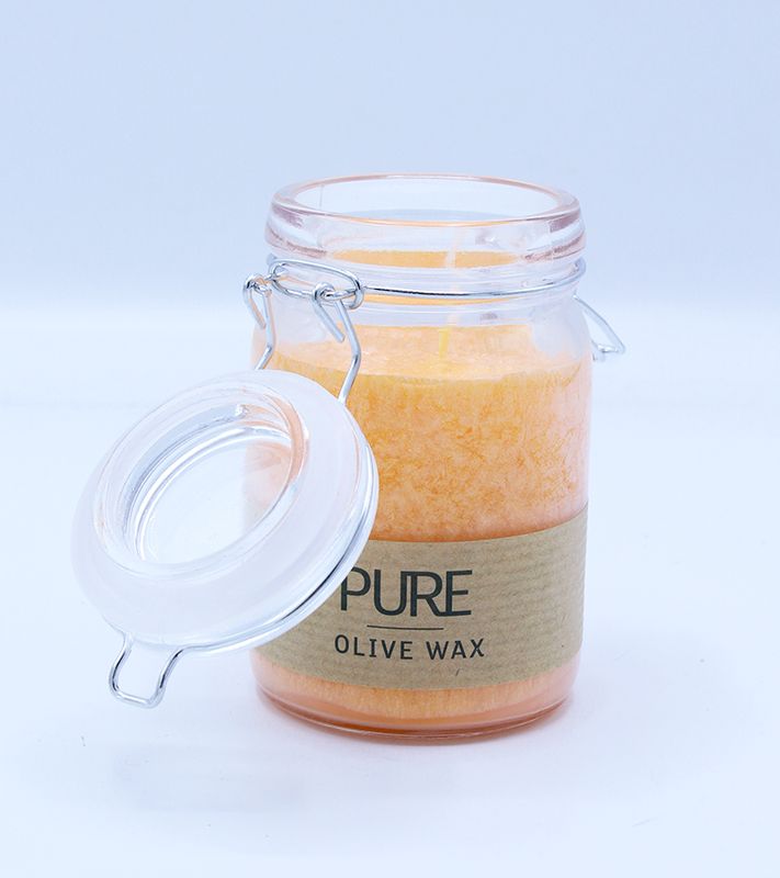 Bougies Pot Pure Cire d'Olive 120x70 - Mandarine