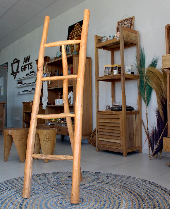 Grande Echelle en Teck - 1,5 m - Naturel
