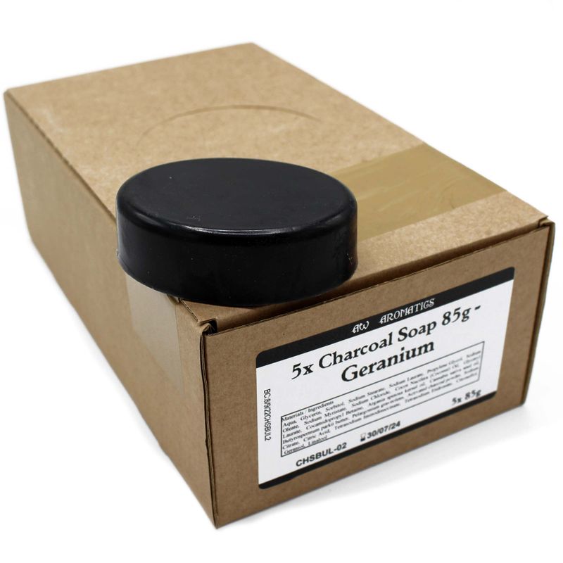 Savon au Charbon 85g - Geranium - Marque Blanche