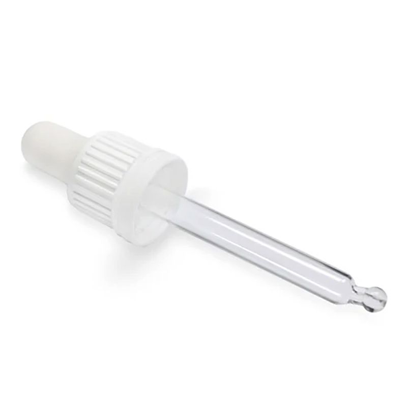 Bouchon Blanc Pipette en Verre pour Flacon Compte-gouttes 30ml 18mm
