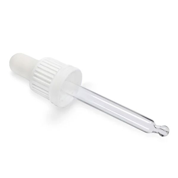 Bouchon Blanc Pipette en Verre pour Flacon Compte-gouttes 100ml 18mm