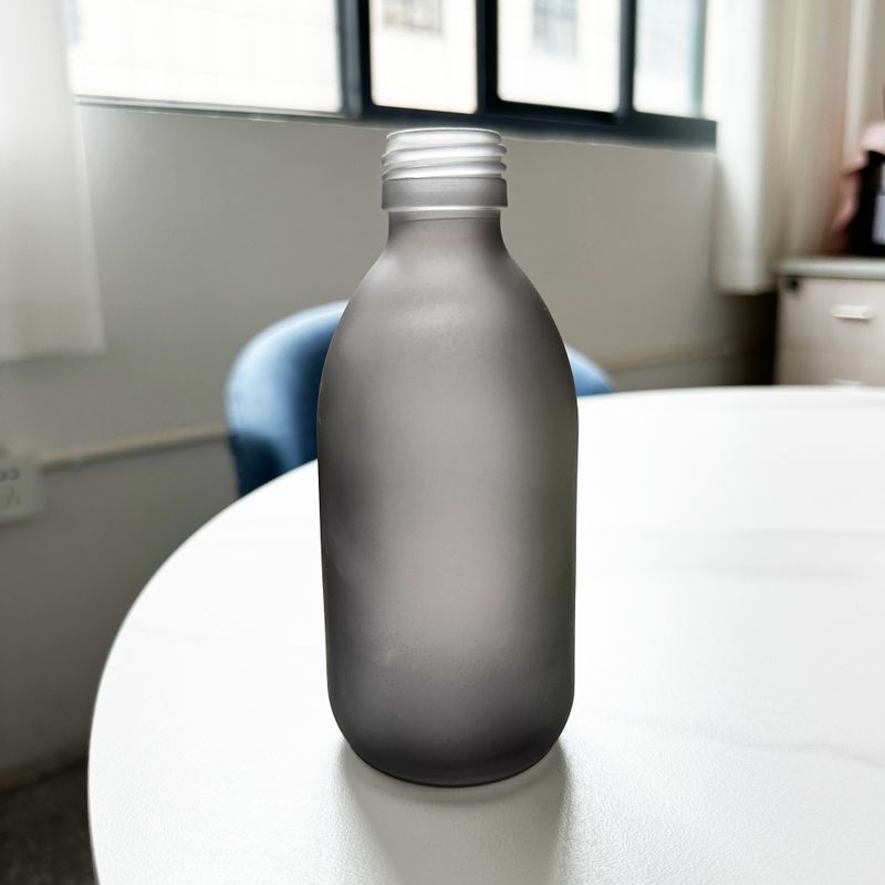 Bouteille Médicinale en Verre Gris Givré de 300 ml - Sans Bouchon