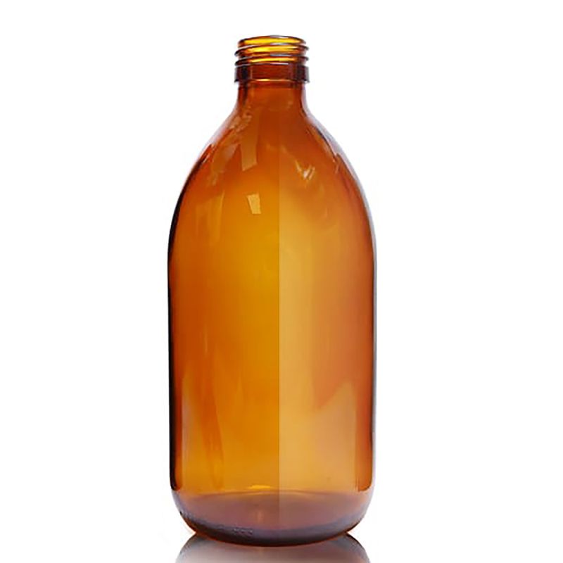 Bouteille Médicinale en Verre Ambré de 500 ml - Sans Bouchon