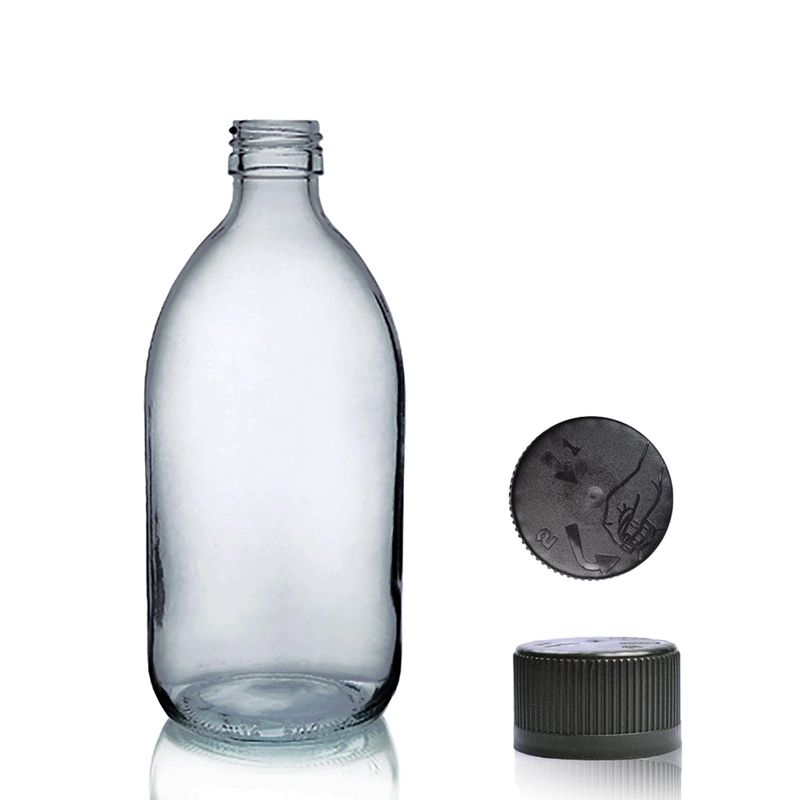 Bouteille Médicinale en Verre Gris Fumé de 250 ml - Sans Bouchon