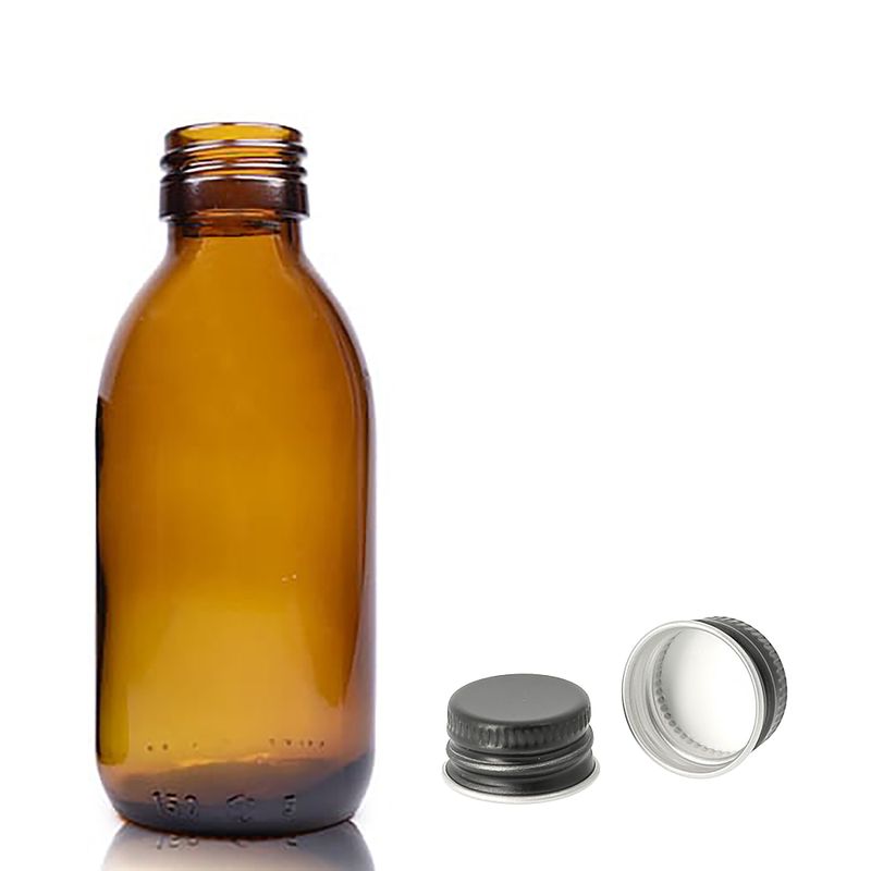 Bouteille Médicinale en Verre Ambré de 150 ml - Sans Bouchon