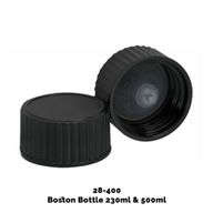 Bouchon pour Bouteille Boston Ambrée (pour 230ml & 500ml) - Plastique Noir 28-400mm