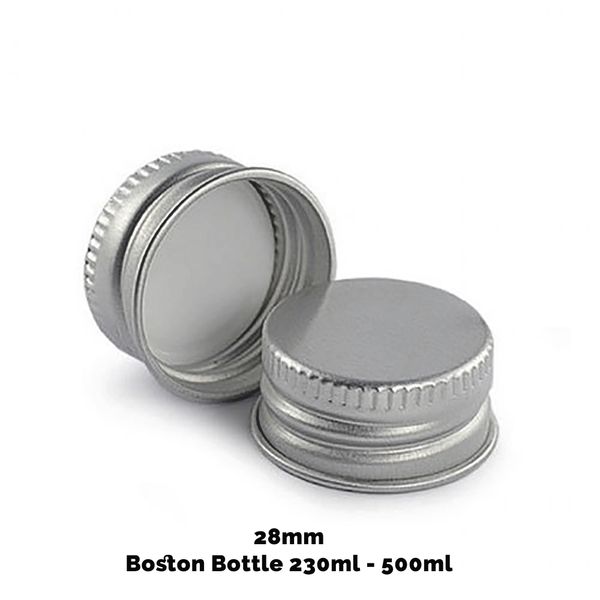 Bouchon pour Bouteille Boston Ambrée (pour 230ml et 500ml) - Aluminium Argenté 28mm