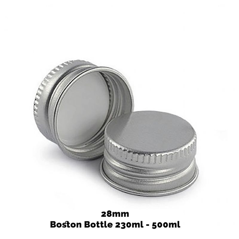 Bouchon pour Bouteille Boston Ambrée (pour 230ml et 500ml) - Aluminium Argenté 28mm