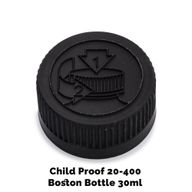 Bouchon pour Bouteille Boston Ambrée Sécurité Enfant 20mm (pour 30ml - 60ml) - Plastique Noir