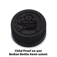 Bouchon pour Bouteille Boston Ambrée Sécurité Enfant 22mm (pour 120ml) - Plastique Noir