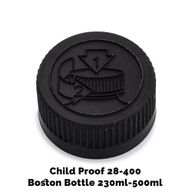 Bouchon pour Bouteille Boston Ambrée Sécurité Enfant 28mm (pour 230ml & 500ml) - Plastique Noir