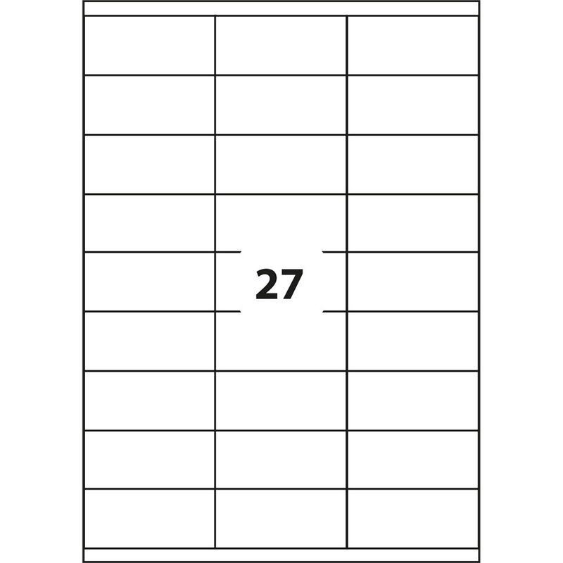 Étiquette d'impression 63,5x29,6 blanche /27 et./paquet de 100 feuilles