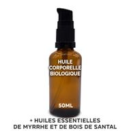 Huile Corporelle Bio 50ml - Bois de santal et myrrhe - Sans étiquette