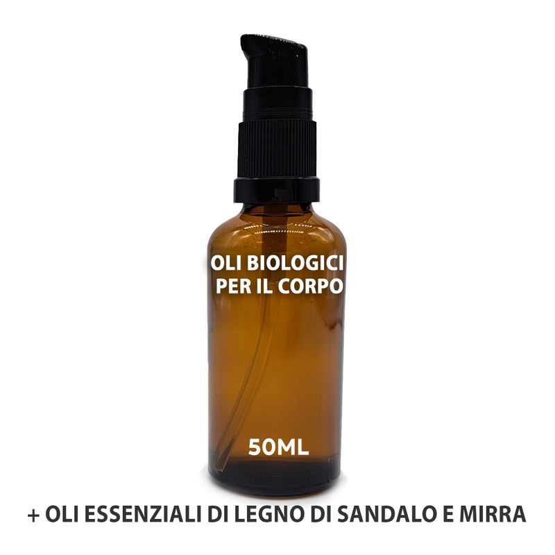 Huile Corporelle Bio 50ml - Bois de santal et myrrhe - Sans étiquette