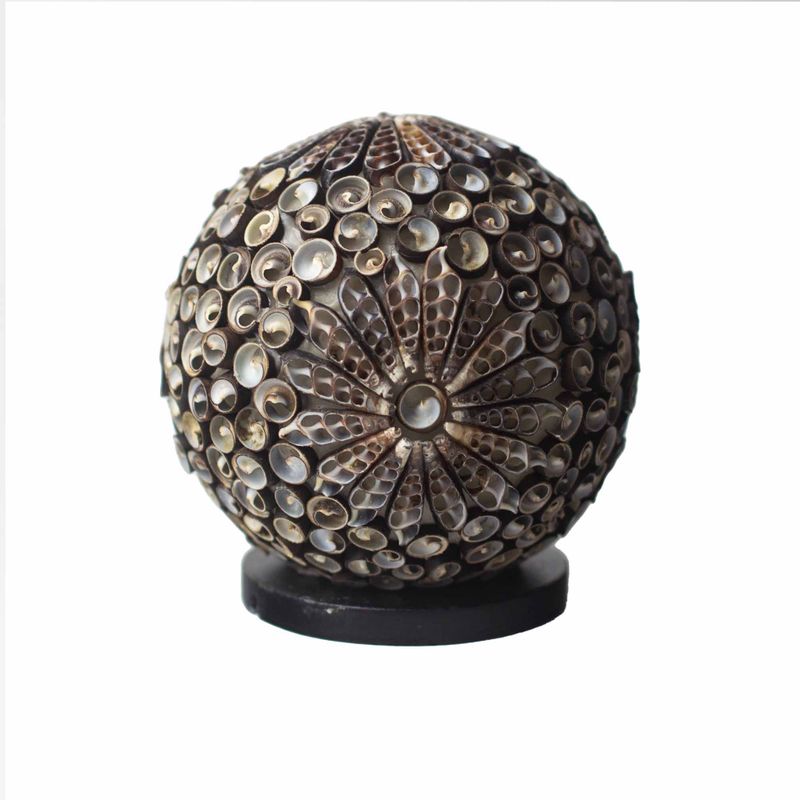 Lampe Coquillage Boho - Globe Torsadé Chocolat - 15cm