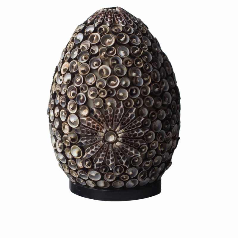 Lampe Coquillage Boho - Ovale Torsadé Chocolat - 20cm