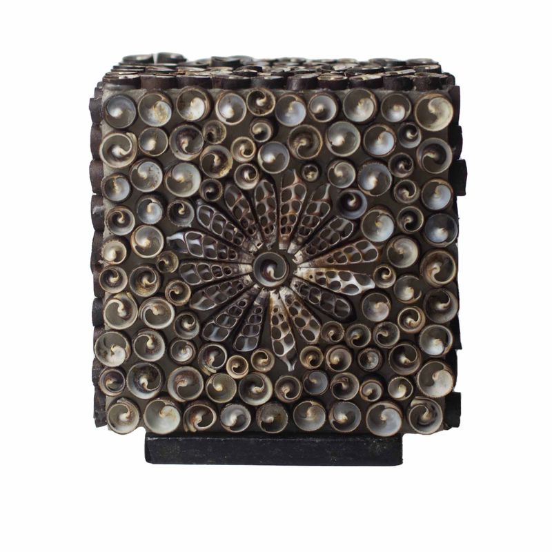 Lampe Coquillage Boho- Carré Torsadé Chocolat - 15cm