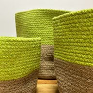 Lot de 3 Paniers de Rangement en Corde de Coton - Pistache