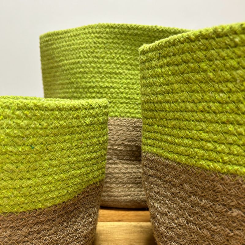 Lot de 3 Paniers de Rangement en Corde de Coton - Pistache