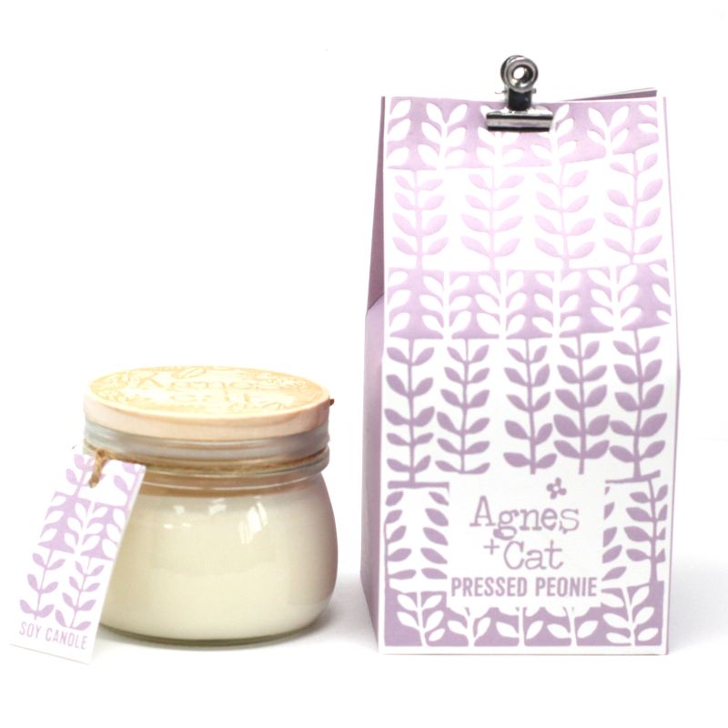 Coffret Cadeau de Bougies en Cire de Soja en Pot de 180 gr - Peonie pressée